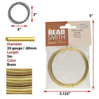 The Beadsmith German Jewelry Wire – 0.8mm Diameter, 20 Gauge, 5 Meter Coil – 100% Brass – Beading Wire Used to Jewelry Making, Wire Wrapping, Sculpting, Floral, Modeling and Other DIY Arts & Crafts - color: BRASS, size: 20 Gauge