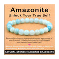 AD Beads Handmade Gemstone Stretch Elastic Bracelet Crystal Healing Reiki Nature's Beauty and Spiritual Essence Unisex - color: Amazonite (Unlock Your True Self), size: 8mm