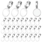 Psyqtsuary 100 pcs Bails for Jewelry Making Silver on Flat Pad Bails Round Pendants Charms Connector Hanger Glue On Pendant Bail Jewelry Bail - color: silver