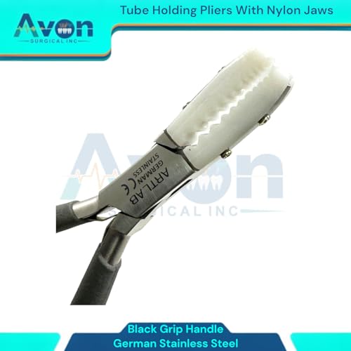 Nylon Jaws Tube Holding Pliers with Black Grip Handle - Rod & Wire Holding Pliers, Scratch-Free Jaws - Jewelry Making Supplies (German Stainless Steel)