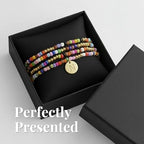 Set of 4 Colorful Bead Initial Bracelets, Personalized Stackable Jewelry, Adjustable Stretchy Charm Bracelets for Women, Beaded Bracelet Set, Trendy Custom Jewelry Gift - style: Colorful Bead - N