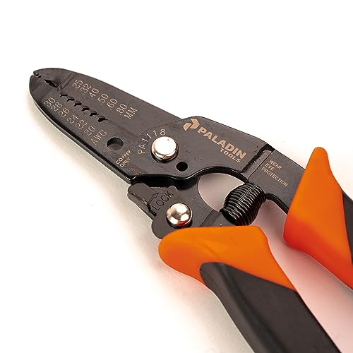 Paladin Tools PA1118 Wire Stripper Tool and Wire Cutter 30-20 AWG | Professional Grade Heavy Duty Wire Stripping Tool - color: Black, Orange, size: 30-20 AWG
