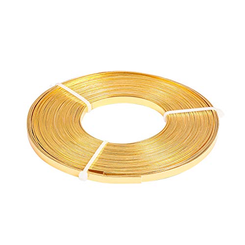 Fashewelry 32.8Ft 5mm Aluminum Flat Wire Gold Bendable Metal Craft Wire Strip for Bezel Sculpting Armature Jewelry Making Gem Metal Wrap - color: Flat-Gold, size: 5mm