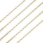 Elecrelive 3.28FT 14K Gold Filled Chains 1.5mm Brass Cable Chains Thin Weldable Link Curb Necklace for Permanent Jewelry Necklace Bracelet Making - color: Golden-Cable Chain