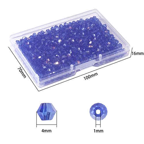 1000pcs Crystal Glass Beads 4mm Bulk Faceted Bicone Spacer Beads for DIY Jewelry Making - color: light blue AB, size: 4mm
