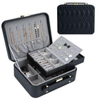 Travel Jewelry Box Jewelry Storage Case Jewelry Suitcase for Women and Men 2 Layer Jewelry Organizer Box with Removable Tray (Black) - color: Black-2