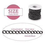 Craftdady 16.4 Feet Aluminum Curb Chain Link Black Twisted Cable Cross Chain Unwelded 10x6.5mm with Spool for Bracelet Necklace Tassel Earring Jewelry Making - color: Black, 10x6.5mm