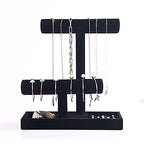 Coward 2 Tier Necklace Bracelet Holder Organizer With ring Tray, Multi-use Jewelry Display Stand For Necklace Bracelet Bangle Watch Scrunchie (Black/no Lid) - color: Black Velvet