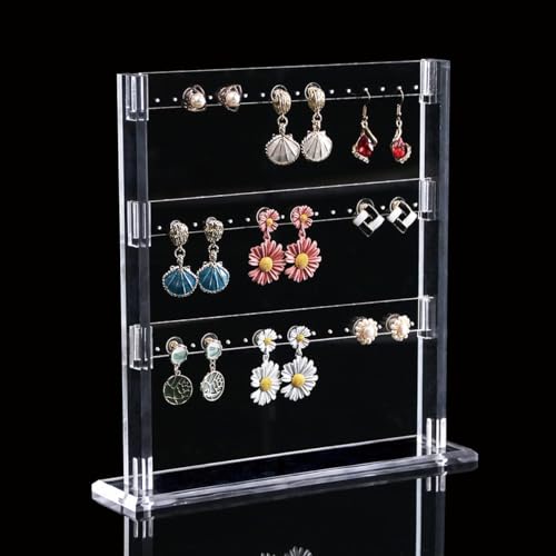 Coward Acrylic Earring Holder Stand, Tabletop Earring Jewelry Easel Display, Earring Jewelry Holder Organizer for Home Use or Store Selling Show (3layer)