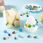 Beadthoven 45pcs Flower Bee Handmade Lampwork Glass Beads 3D Honeybee Rose Floral Glass Bead Charm Spring Summer Bumpy Murano Beads for DIY Earring Bracelet Necklace Jewelry Making - color: Bee Flower