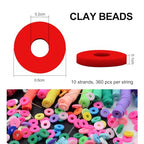 MIIIM 3600 PCS 10 Strands Polymer Clay Beads for Jewelry Making, Vinyl Heishi Beads 6mm for Surfer Bracelets Necklace Making (Red-1) - color: XR03-Red-1