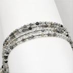 MJDCB 225pcs Natural Small Stone Beads 3mm Black Rutilated Quartz Round Smooth Loose Gemstone Bead for Jewelry Making Bracelets Earrings Necklaces Accessories - color: Black Rutilated Quartz