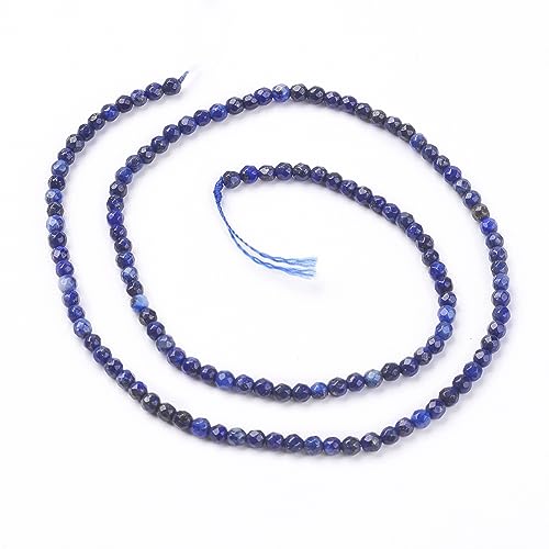 LiQunSweet 120~130 Pcs 3mm Natural Lapis Lazuli Beads Strands Faceted Round Small Loose Crystal Gemstone Bead Spacer for DIY Jewelry Making Crafting - color: Natural Lapis Lazuli Beads_3mm