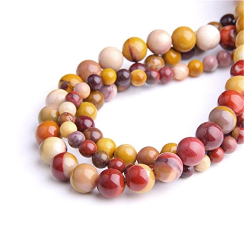 Natural Stone 6mm Egg Yolk Stone Smooth Round Loose Beads Energy Gemstone DIY for Jewelry Making Bracelet Necklace 1 Strand 15" - color: Egg Yolk Stone, size: 6mm