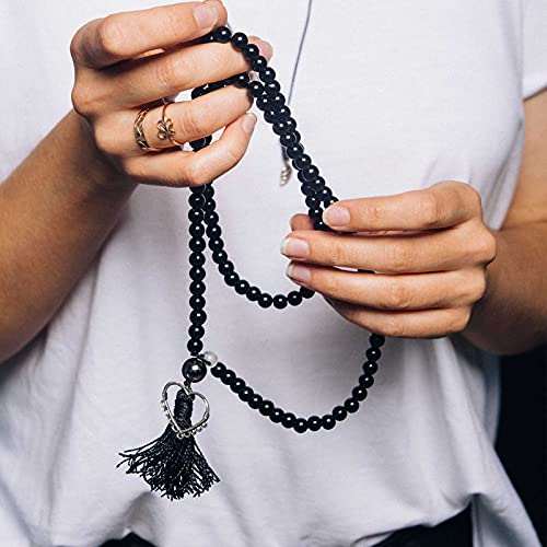 Ecally 300 Pieces Black Matte Onyx Beads Natural Black Agate Round Beads Frosted Onyx Gemstone Loose Beads for Bracelet Necklace Jewelry DIY Making (8 mm) - size: 8 mm