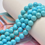 100pcs Natural Stone Beads 8mm Blue Turquoise Round Genuine Real Stone Beading Loose Gemstone Hole Size 1mm DIY Charm Smooth Beads for Bracelets Necklaces Earrings Jewelry Making Crafts - color: Blue Turquoise