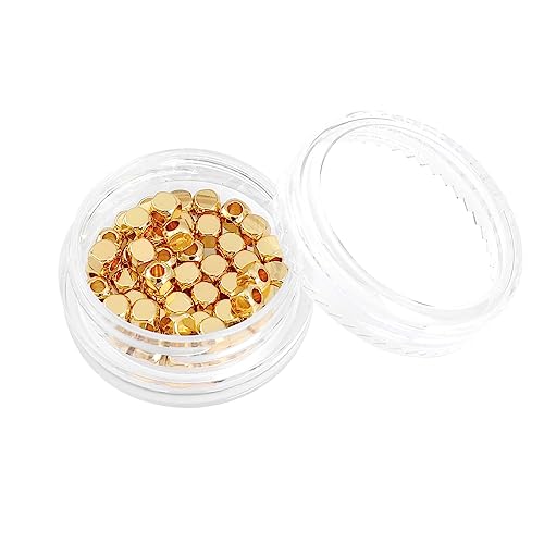 BEADIA 14K Gold Plated Cube Spacer Beads Round 3x3mm 50pcs for Jewelry Making Findings Non Tarnish - color: 14K Gold, size: 3x3mm Round Cube