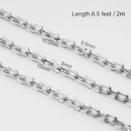 SMYHTGLIF 2 Meters Silver Bone Chain Bulk for Jewelry Making Stainless Steel Unsoldered Jewelry Making Chains Roll - color: Bone Silver