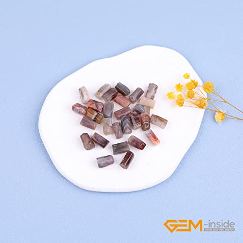 GEM-Inside 28Pcs 8x12mm Natural Gray Onyx Botswana Agate Stone Gemstone Faceted Freeform Tube Column Chakra Beads for Jewelry Making Full 15" Strand Power Energy - color: Gray Onyx Botswana