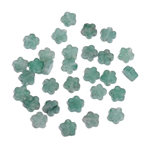 Songxi 60pcs 6mm Green Aventurine Plum Blossom Natural Stone Beads for Jewelry Making, Smooth Loose Flower Shape Gemstone Beads for Bracelets Necklace Earrings Making Supplies ﻿ - color: Green Aventurine