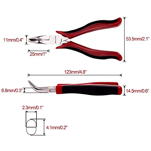 SPEEDWOX Mini Bent Nose Pliers for Jewelry Micro Chain Nose Small Functional Long Nose Pliers with Spring Professional Tool 45 Degrees Curved Chrome Vanadium Steel 4.5 Inches - style: Bent Nose Pliers