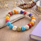 Perlin Turquoise Gemstone Strand Beads 8 mm Stone Mixed Colour Set Ball Bead Strand Bead Necklace Gemstone Beads with Hole for Threading Jewellery Chain Bracelet