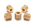 AD Beads Zircon Pave Rhinestones Big Hole Hexagon Spacer Beads 7x8mm 5Pcs Clear on Gold - color: 5 Pcs Clear on Gold Hexagon (7x8mm)