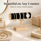 Wooden Watches Display tower Base Watch Necklace Bracelet Organizer Rack Bangle Scrunchie Headband Showcase tower (Velvet Round Black, 1-tiered) - color: Round Velvet Black
