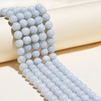 8mm Natural Aquamarine Gemstone Beads Polished Round Smooth Stone Beads for Bracelets Jewelry Making 15inch Loose Beads - color: Aquamarine, size: 8mm