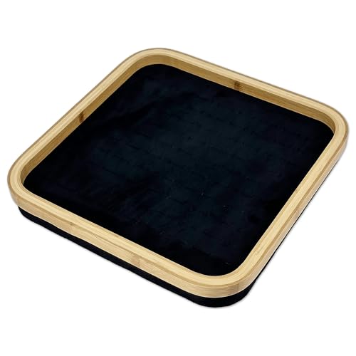 TheDisplayGuys - Bamboo Jewelry Organizer Display Tray - Faux Suede Insert - 104 Ring Holder Slots - Black - color: Black Suede, size: Ring Slots - 104, style: Bamboo