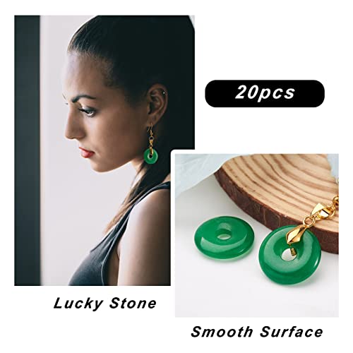 FASHEWELRY 10Pcs Natural Jade Donut Disc Gemstone Pendants 24-25mm Large Hole Healing Chakra Polished Stone Flat Round Bead Charms for Jewelry Making Hole: 5mm - color: 24~25mm, Jade, Green
