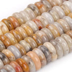 JOE FOREMAN 2x6mm Natural Yellow Crazy Lace Agate Stone Heishi Disc Rondelle Spacer Beads for Jewelry Making Full 15" Strand Energy Stone Healing Power Crystal - color: Yellow Crazy Lace Agate