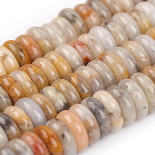 JOE FOREMAN 2x6mm Natural Yellow Crazy Lace Agate Stone Heishi Disc Rondelle Spacer Beads for Jewelry Making Full 15" Strand Energy Stone Healing Power Crystal - color: Yellow Crazy Lace Agate