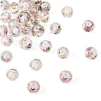 Elecrelive 60Pcs Gold Sand Lampwork Beads White Rondelle Flower Glass Beads 10mm Floral Crystals for DIY Bracelet Necklace Earring Jewelry Making - color: White
