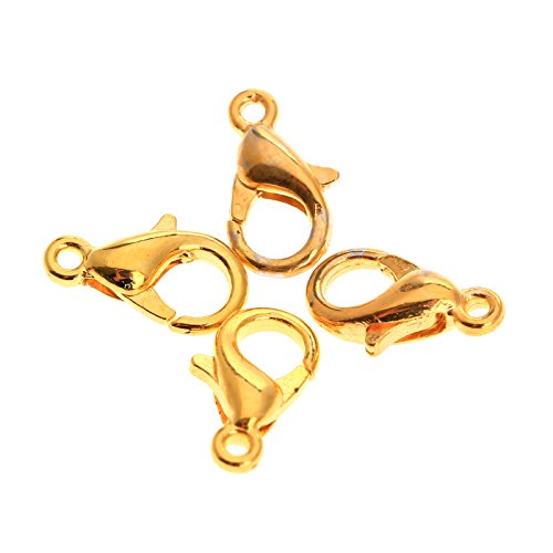 dophee Lobster Claw Clasp for Jewelry Making, 100-Pack Curved Lobster Clasp Clips Small Fastener Hook Connected Buckle Repair Accessories for Jewelry Craft DIY Bracelet Necklace Earrings, Gold, 10mm - color: Gold, size: 10mm
