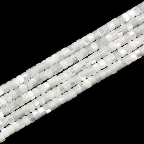 160pcs 4x2mm Natural Mother of Pearl Shell Heishi Disc Flat-Rondelle Spacer White MOP Loose Beads for Jewelry Making 15 Inch - color: Mother of Pearl Shell, size: 4x2mm