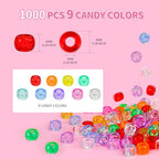 Transparent Pony Beads 1000+pcs Mix Color Plastic Bead, Crystal Beads Bulk, Kandi Bead Refill for Crafts - color: Crystal Clear
