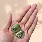 Amazing Gemstone Green Tourmaline with Matrix Crystal Tumbled Stones Polished Rocks - Natural Gem Stones for Healing - DIY Crystals for Protection (1 Piece) - color: Green Tourmaline with Matrix