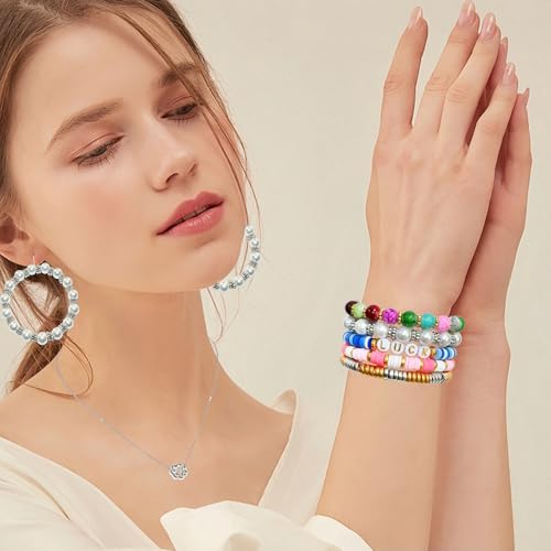 Looconi 1500pcs 6mm Silver and Gold Flat Round Spacer Beads for Jewelry Making DIY Bracelet Necklace Earring Craft Supplies - color: Ring&Flower