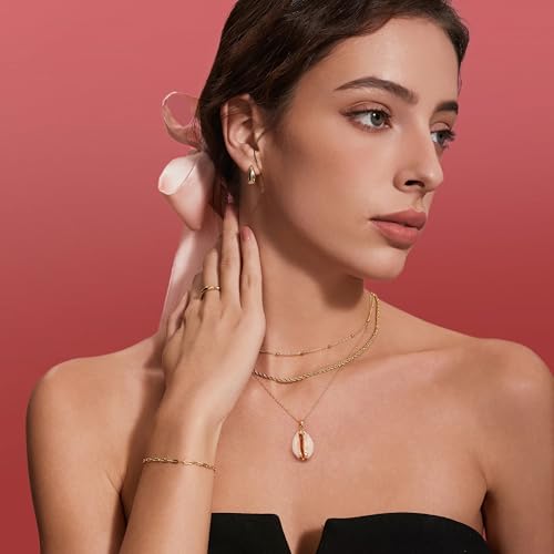 Natural Seashell Shell Scallop Pendant Choker Necklace Adjustable 18K Gold Plated Cable Chain Handmade Jewelry for Women Girls - style: Gold Seashell