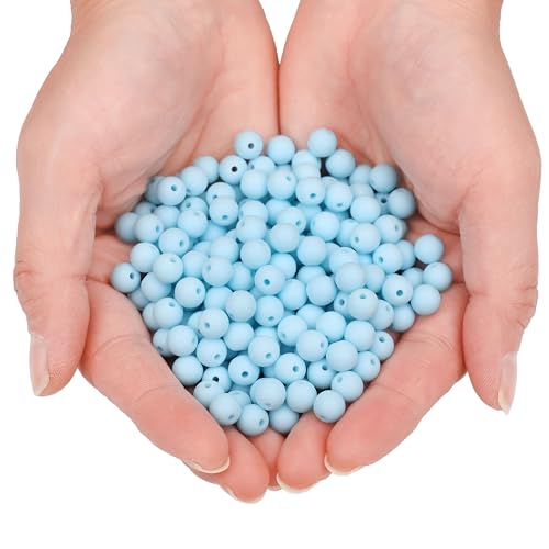 BONNY BOXX 1000PCs 6MM Matte Light Blue Acrylic Round Beads, Frosted Plastic Resin Bubblegum Balls Chunky Gumball Beads for Necklace and Bracelet Making, Crafting Supplies - color: Matte Light Blue, size: 6MM