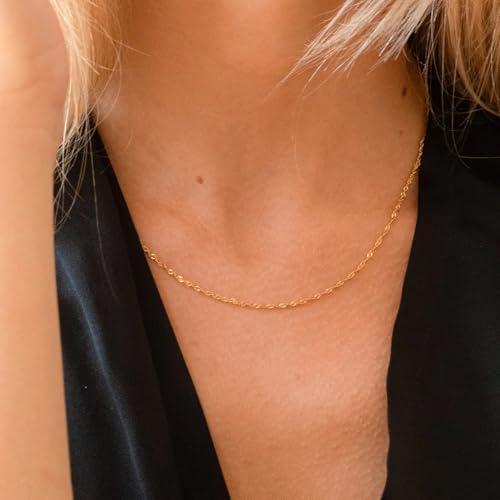 Gold Layered Necklaces for Women, 14K Gold Plated Dainty Gold Chain Choker Necklace Stack, Herringbone Gold Necklaces Set - color: gold-3-Beaded