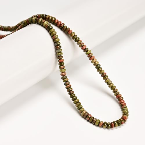 ICAI Beads Natural 2x4mm Rondelle Beads, Abacus Disk Stone Spacer Beads – Loose Natural Gemstone Beads for DIY Bracelet, Necklace, Jewelry Making (Unakite) - color: Unakite, size: 2x4