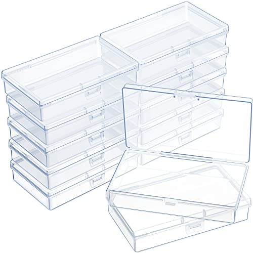 12 Pack Clear Plastic Beads Storage Containers Box with Hinged Lid for Beads and More (5.2 x 3.03 x 1.18 Inch) - size: 5.2 x 3.03 x 1.18 Inch