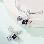 Charm for Bracelets and Necklaces, Heart Animals 925 Sterling Silver Bead Celestial Sun Moon Star Charms Jewelry Gift for Women Girls - color: Graduation Triple Dangle Charms