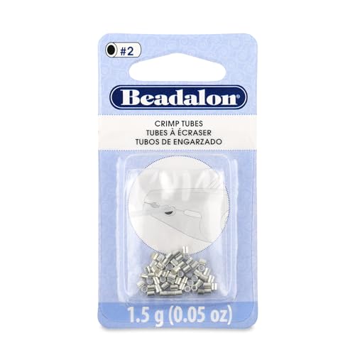 Beadalon Crimp Tubes, Size #2, Silver Plated, 1.5 g, Approx. 46 pc - color: Silver, size: Size #2, 46 Pc