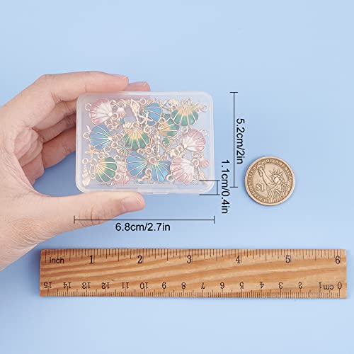 SUNNYCLUE 1 Box 12Pcs Sea Shell Charms Enamel Seashell Charm Summer Ocean Chandelier Linking Charm Starfish Conch Metal Charms for Jewelry Making Charm Earring Necklace Bracelet Supplies Adult Women - color: Ocean Enamel Chandelier Charms