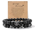 Natural Stone Bracelet 8mm Mens Black Beaded Bracelets Hematite Obsidian Onyx Lava Beads Bracelet Healing Crystal Bracelet for Men - style: Leopard Head