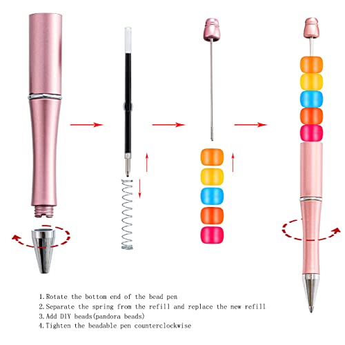 PASISIBICK 100 Pieces Plastic Beadable Pen Refills, 2.44 inch/6.2 cm Black Ink Smooth Writing Pen Refills for Bead Pens DIY PPL Gift(Pack of 100) - color: Black