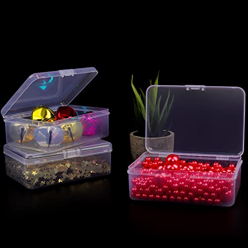 Clear Plastic Mini Storage Containers Box - Empty Plastic Bead Containers with Lids - Hinged Lid for Beads, Earplugs, Pins, Small Items - 12 Pack (5.6 x 4.1 x 1.9 inch) - size: 5.6 X 4.1 X 1.9 Inch